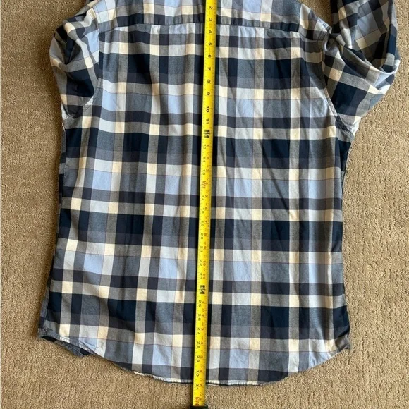 Banana Republic Luxe Flannel Grant Fit Navy/Blue/White w/ Red Stripe Men's XL - Picture 9 of 10